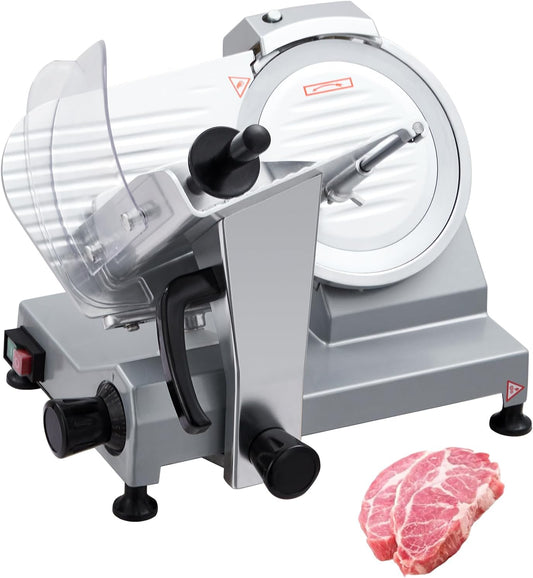 Commercial 8" Blade Meat Slicer 210W | Stainless Steel Electric Food Slicer Adjustable Thickness - Perfect for Restaurant, Deli & Home Kitchen Use