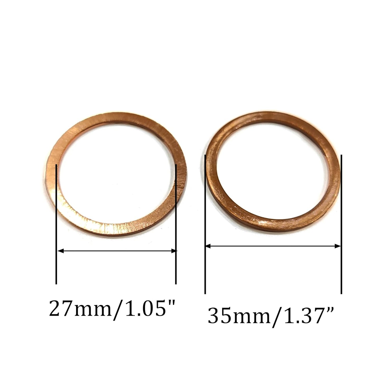 M27 Copper Flat Washer Crush Washer Sealing Ring, 27mm ID, 35mm OD, 1.5mm Thickness, 10 Pieces