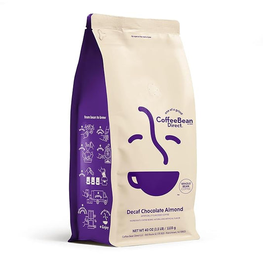 Coffee Bean Direct Chocolate Almond Flavored, Whole Bean Coffee, 2.5 Pound Bag (Pack of 1)