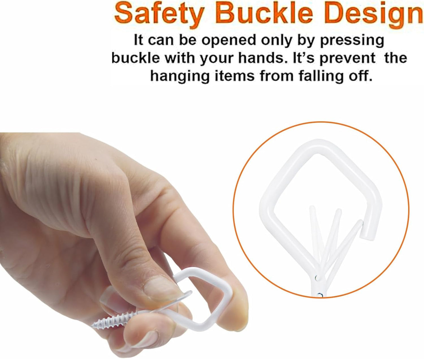 35PCS Eye Screw Hooks for Hanging Heavy Duty with Safety Buckle.Metal Ceiling Hooks for Hanging Plants,Cup,Wind Chime,Bird Feeders,String Lights at Indoor&Outdoor,2.36 Inches White