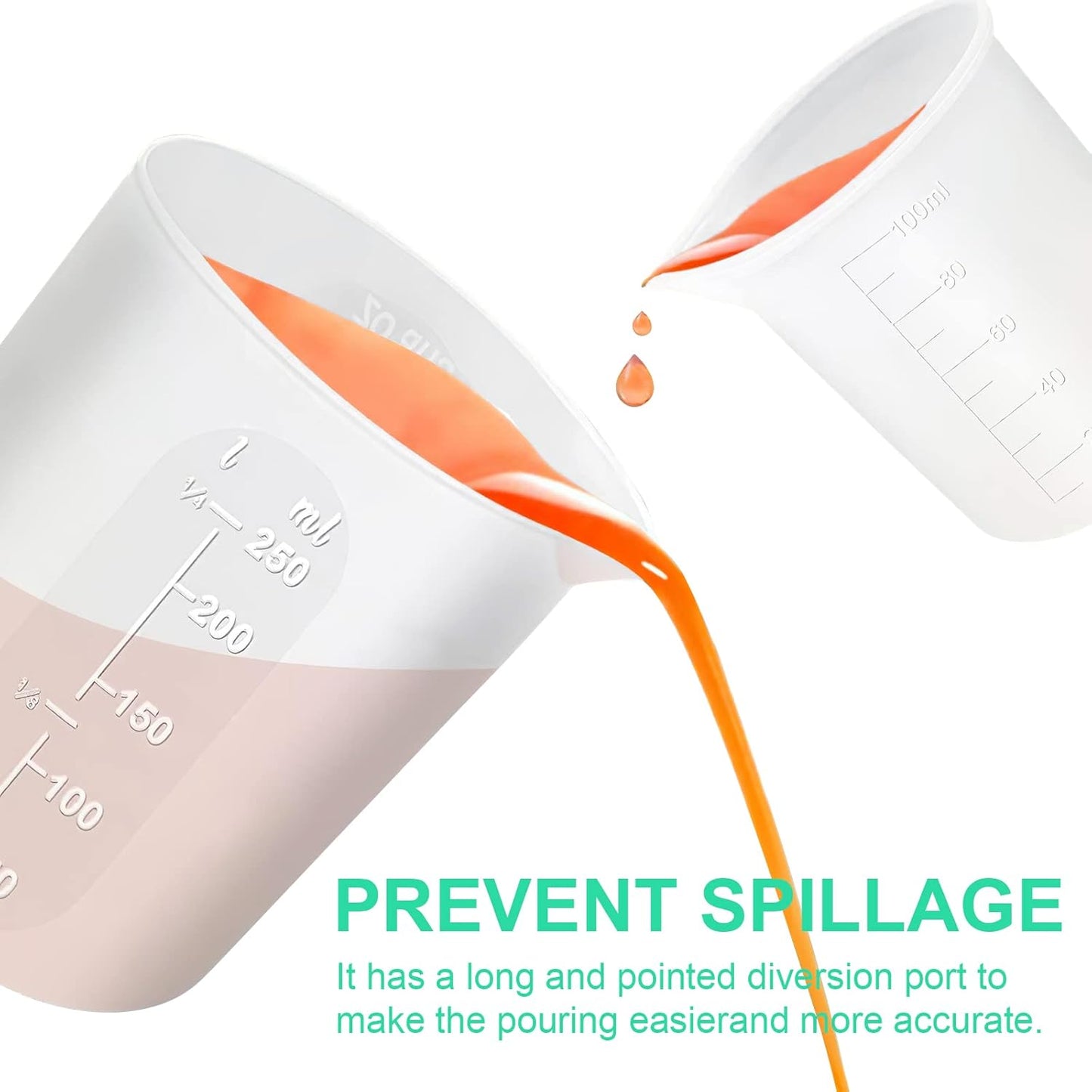 7 PCS Silicone Measuring Cups Kits,1 PCS 250ml Silicone Cups,4 PCS 100ml Non-Stick Mixing Cups,2 PCS 10ml Silicone Mold Cup Dispenser, for Casting Moulds,Jewelry Making,DIY,Crafts