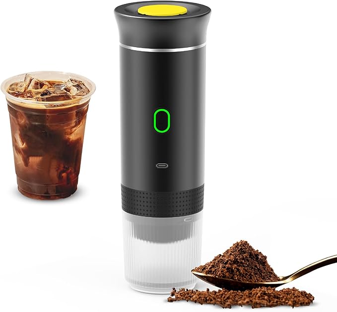 Irishom Portable Coffee Machine, 3 in 1 Cordless Electric Coffee Maker, Work with Capsule and Ground Coffee, Cold Brew and Heating Coffee Maker with 150ml Cup
