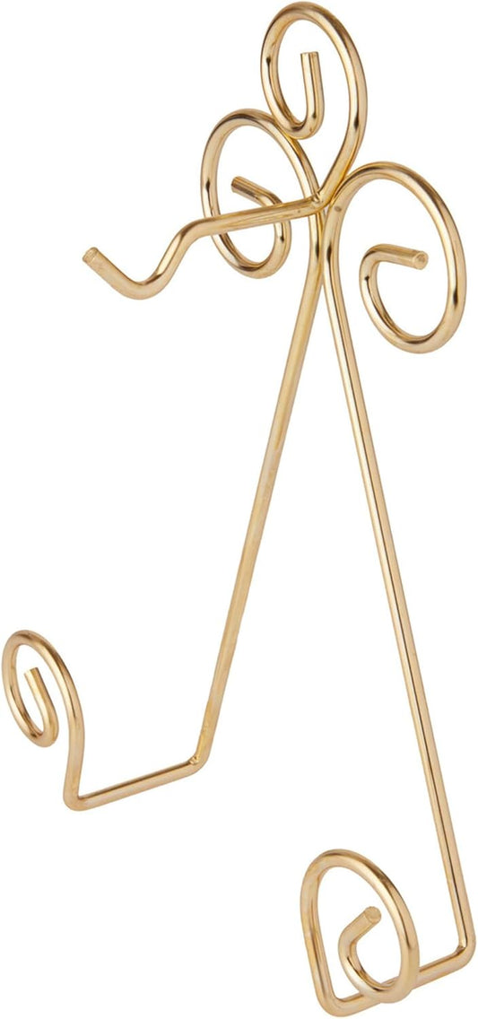 Bard's Scroll Satin Gold-toned Wall Mountable Cup and Saucer Hanger, 8" H x 6.5" W x 1.75" D