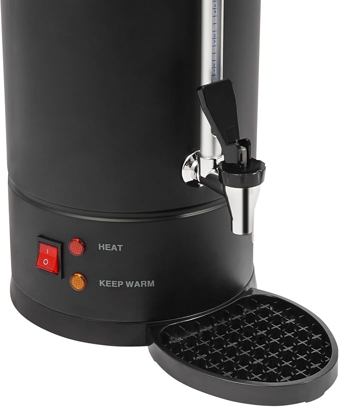 Commercial Electric Coffee Pot 950W Stainless Steel Coffee Maker Hot Water Dispenser with Drip Tray for Cafes Offices Gatherings, No Temp Control (Black, 8L)