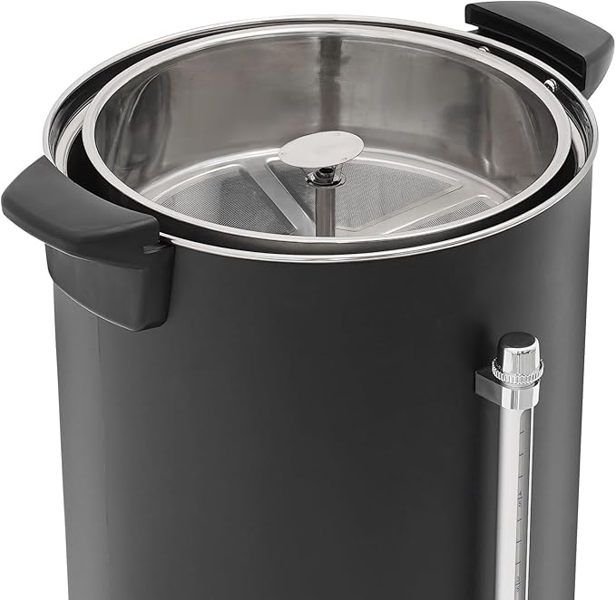 Commercial Electric Coffee Pot 1500W Stainless Steel Coffee Maker Hot Water Dispenser with Drip Tray for Cafes Offices Gatherings, No Temp Control (Black, 25L)