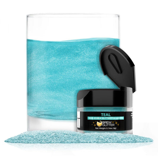 Brew Glitter Teal Edible Drink Glitter 1x 4g Jar for Cocktails, Beer, & Beverages