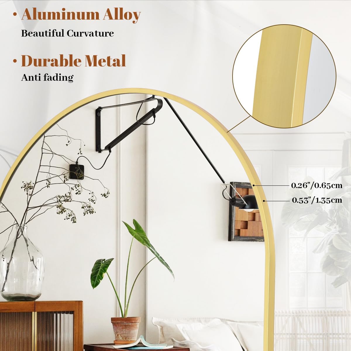 VooBang 18 x 58 inch Arched Full Length Mirror, Gold Arch Floor Mirror Full Length with Stand, Full Body Standing Mirror for Living Room, Bedroom, Hanging or Leaning Against The Wall