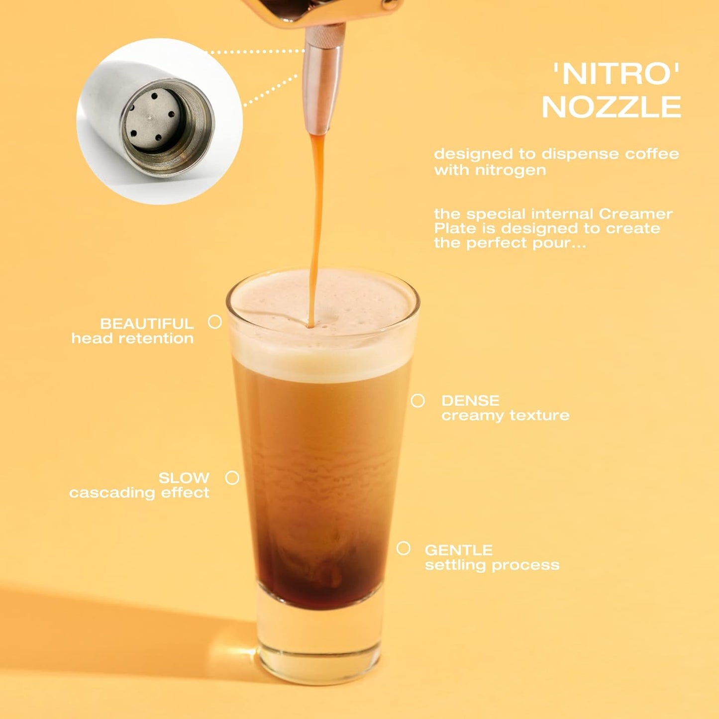 0.5L Nitro Coffee Maker, Aluminum Nitro Cold Brew Coffee Maker with Special Nitro Diffuser Nozzle & Cold Brew Maker for Making Nitro Cold Brew, 1 Pint/0.5L