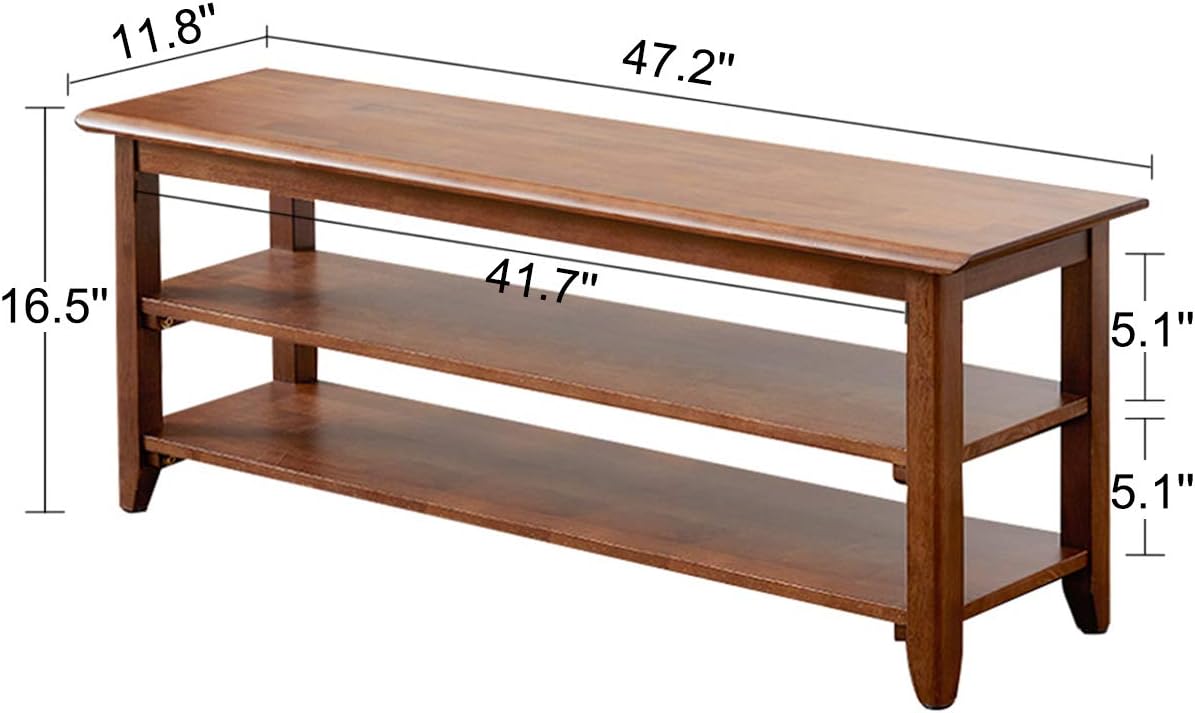 XKZG Storage Bench Wooden Shoe Rack Bench Rustic Solid Wood Entryway Bench (Brown,47.2")