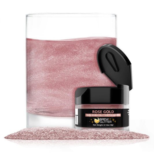 Brew Glitter - Rose Gold Edible Drink Glitter 1x 4g Jar for Cocktails, Beer, & Beverages