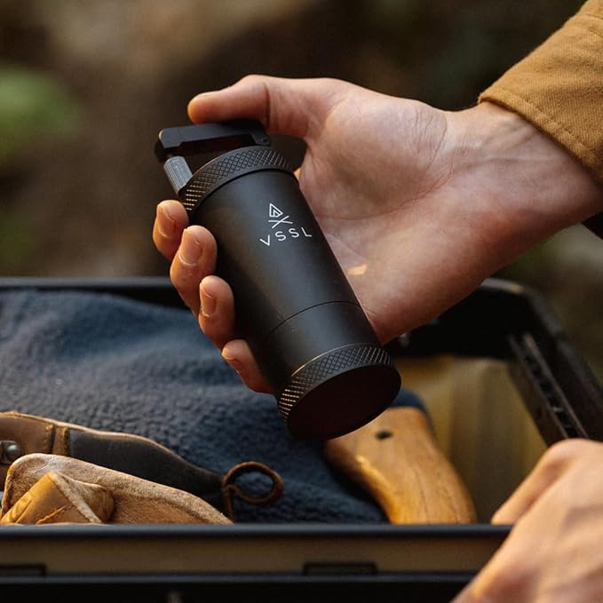 VSSL Java Manual Coffee Grinder, 20 Gram Capacity, Stainless Steel Burr, 50 Settings, Black