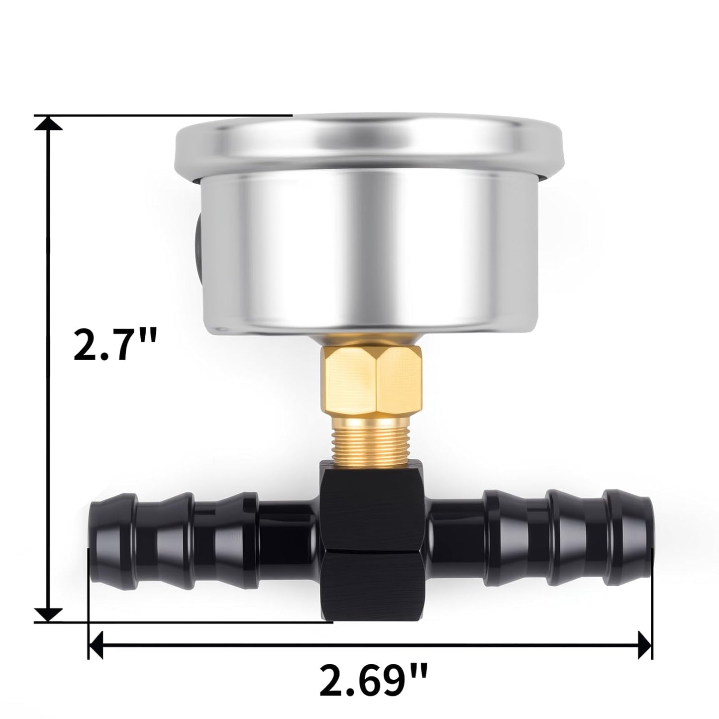 Universal 0-100psi Fuel Pressure Gauge 1/8" NPT Oil Press Gauge with 3/8" Barb Inline Fuel Pressure Gauge Fitting Adapter