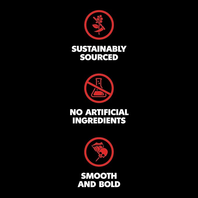 Death Wish Coffee, Valhalla Java Single Serve Pods - Extra Kick of Caffeine - Dark Roast Coffee Pods - Made with USDA Certified Organic Fair Trade Arabica and Robusta Beans (50 Count)