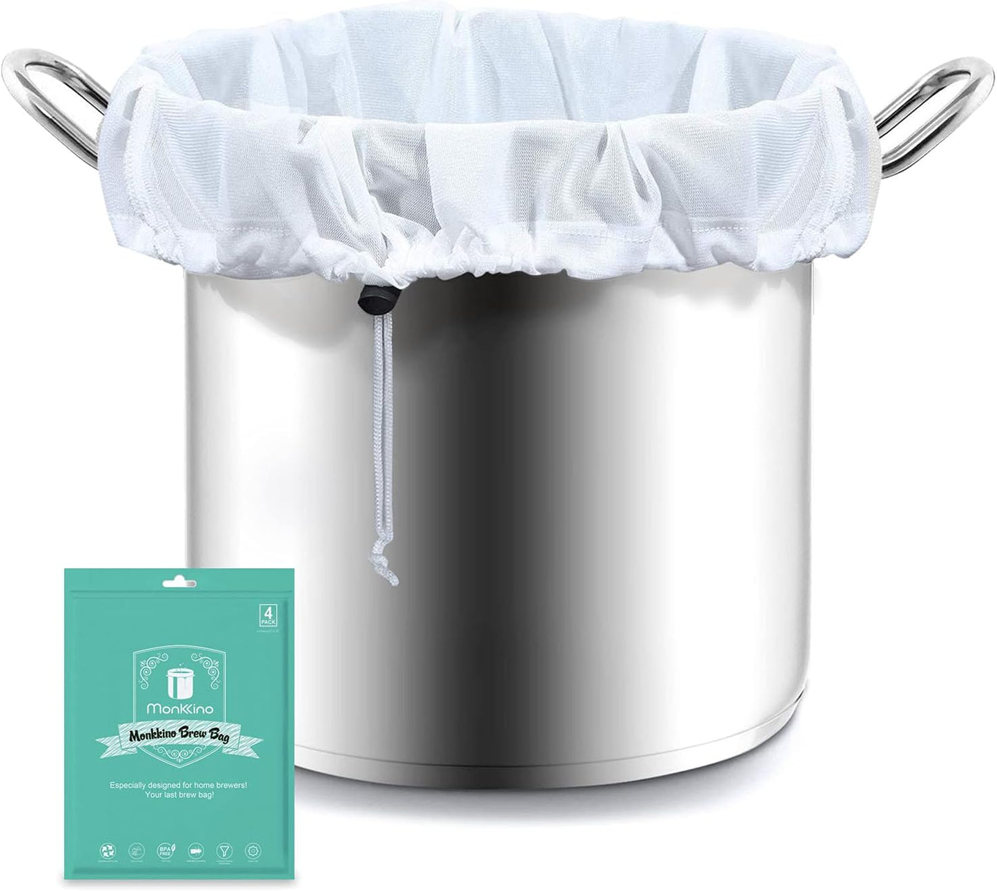 Brew Bags, 4pcs Brew In A Bag, Reusable Wine Straining Bag for Homebrewing, Fine Mesh Bag for Boiling, Durable Bag, Large 22×26 Polyester Strainer Bag