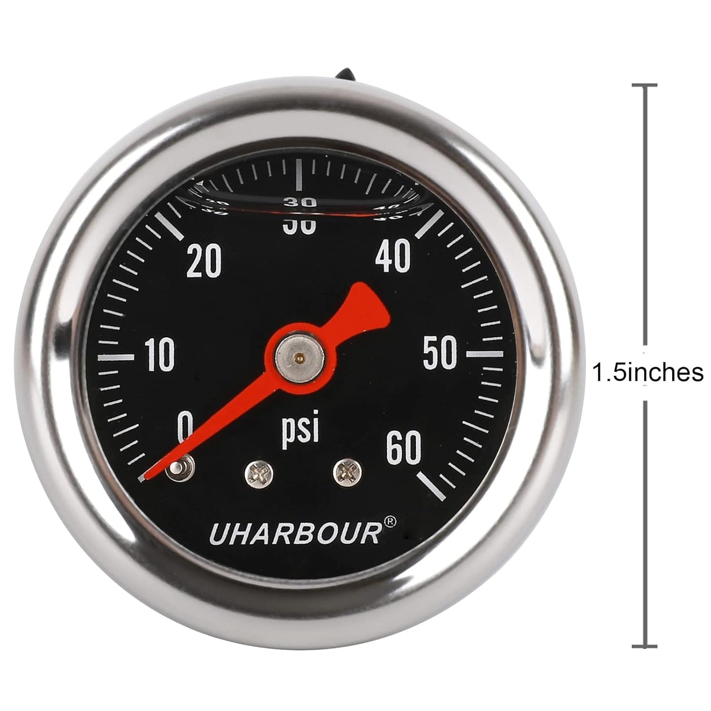 Glycerin Filled Pressure Gauge with 304 Stainless Steel Case, 1-1/2" Black Dial, 0-60Psi, High Accuracy, 1/8" NPT Center Back Mount…