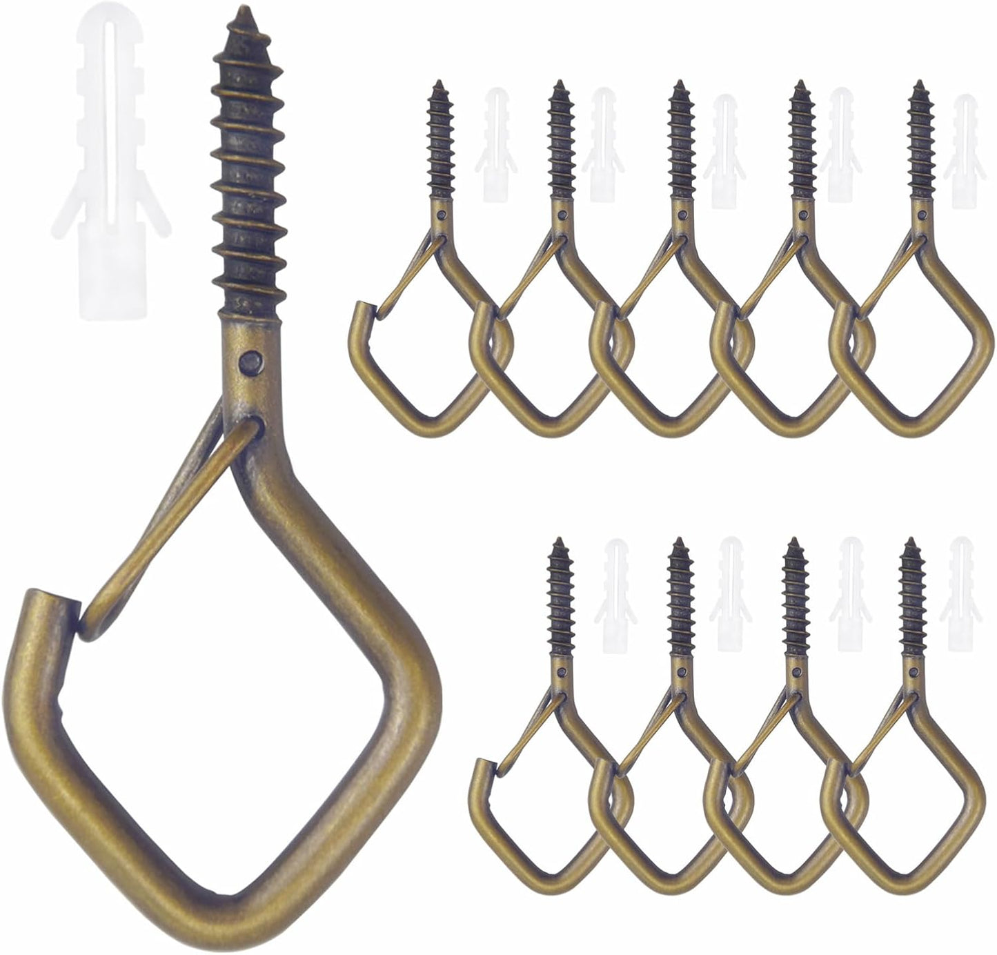 10 PCS Eye Screw Hooks for Hanging Heavy Duty with Safety Buckle.Metal Ceiling Hooks for Hanging Plants,Cup,Wind Chime,Bird Feeders,String Lights at Indoor&Outdoor,2.36 Inches Black