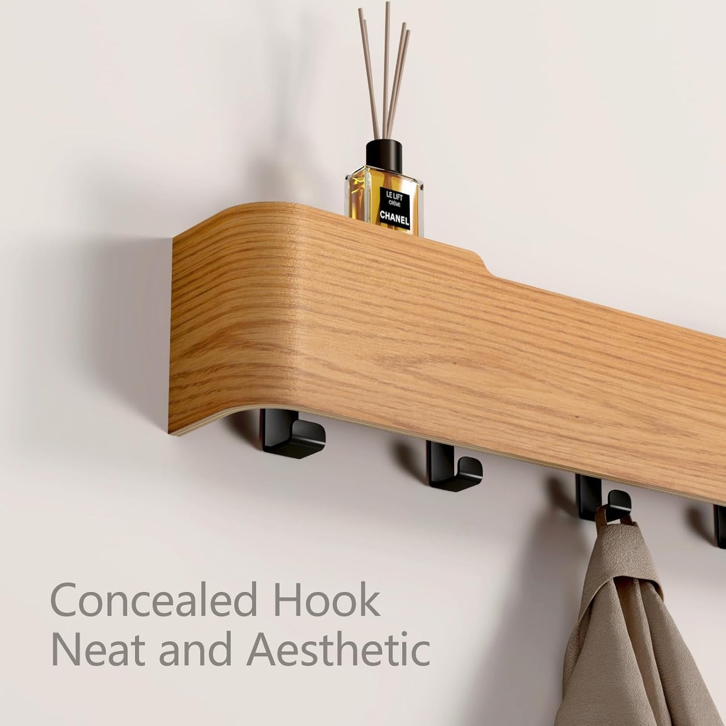 Coat Rack Wall Mount Entryway Organizer Modern Key Holder Wall Mount with Wooden Shelf Entryway Hooks for Bedroom Kitchen Hallway Bathroom for Hanging Coats Hats Bags Towels