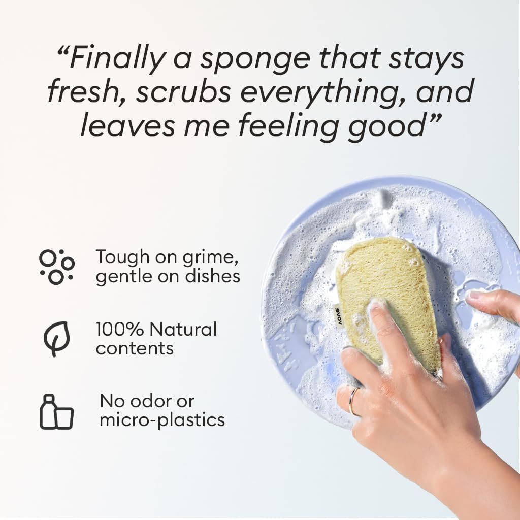 Vove Scrub Sponges 4 Pack, Cellulose & Cotton with Natural Loofah, Eco-Friendly Loofah Dish & Kitchen Sponges, Bathroom Scrubbing Pads, FSC-Certified Packaging
