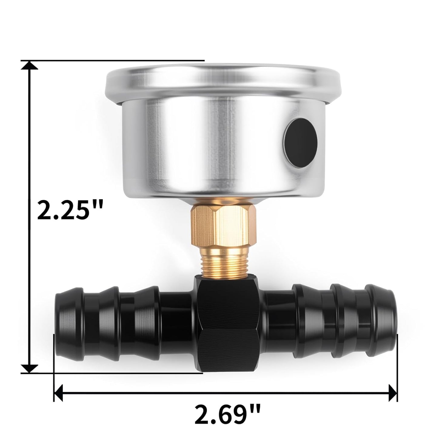 Universal 0-100psi Fuel Pressure Gauge 1/8" NPT Oil Press Gauge with 1/2" Barb Inline Fuel Pressure Gauge Fitting Adapter