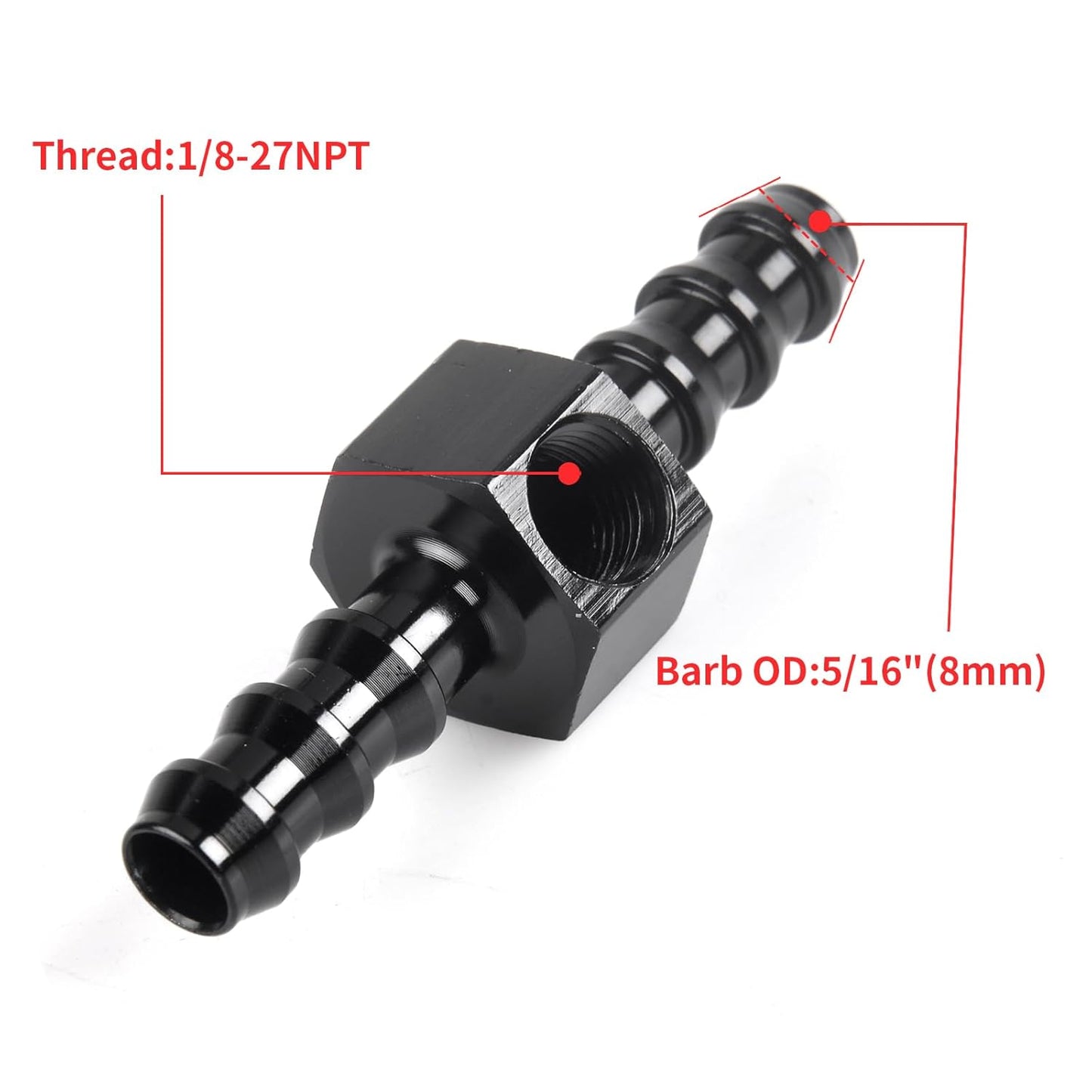 Universal 0-100psi Fuel Pressure Gauge 1/8" NPT Oil Press Gauge with 5/16" Barb Inline Fuel Pressure Gauge Fitting Adapter