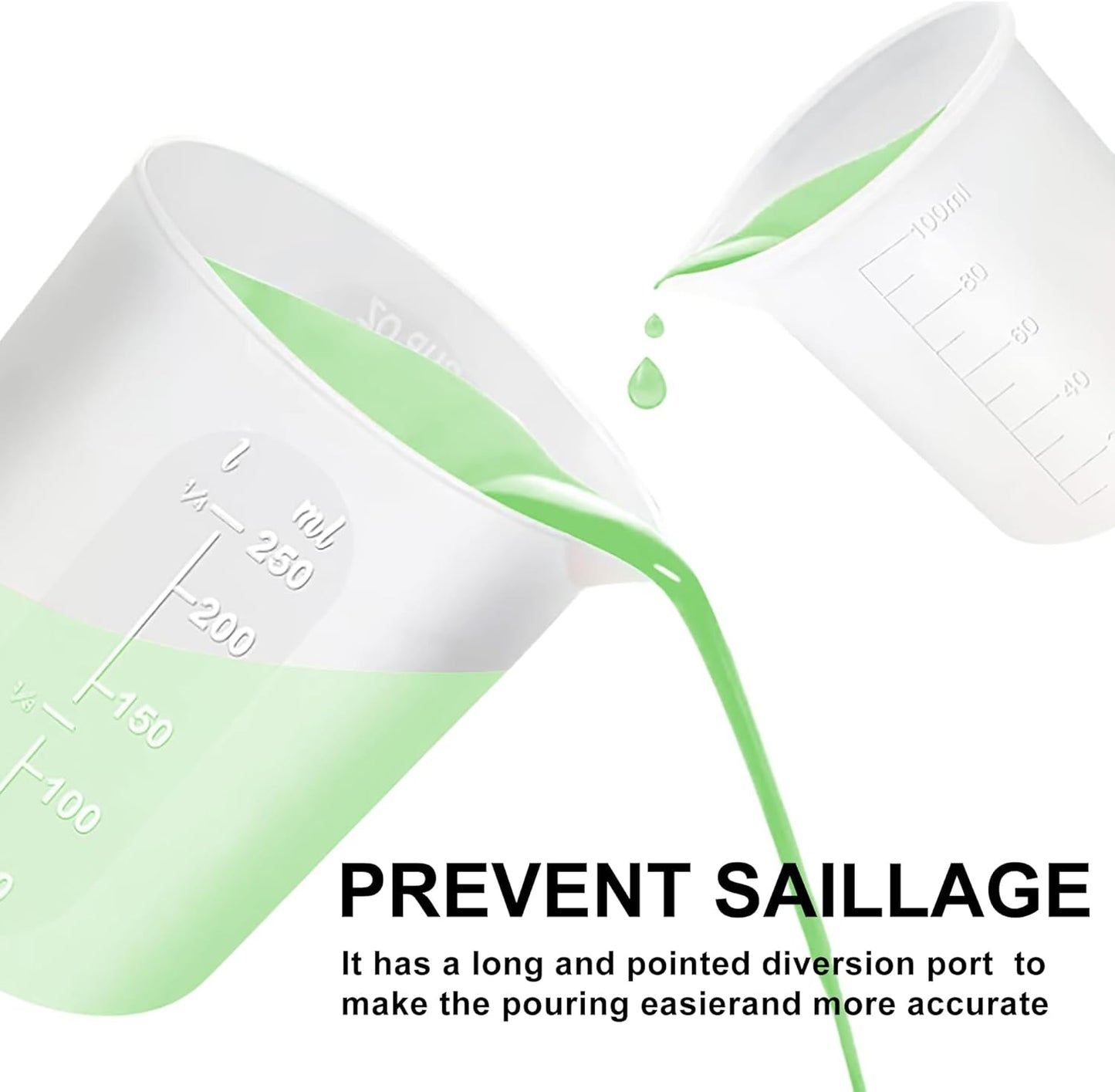 Silicone Measuring Cups for Resin Supplies,Resin Kit for 250ml &100ml Non-Stick Mixing Cups,Silicone Cups for Resin Molds,Epoxy Resin Cups,Cooking,Casting Molds,Jewelry Makin,DIY Crafts