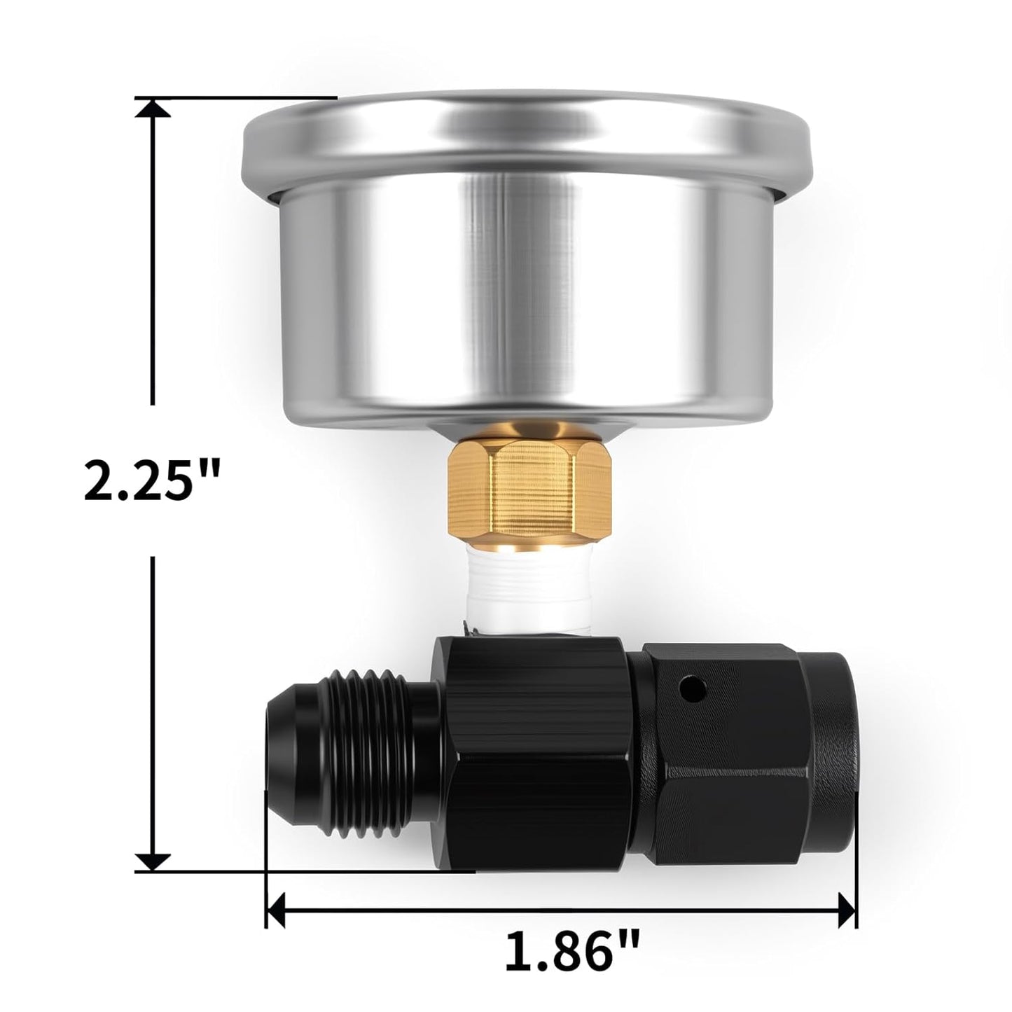 Universal 0-100psi Fuel Pressure Gauge 1/8" NPT Oil Press Gauge with 6AN Male Flare to -6 Female Swivel Fuel Pressure Take Off Fitting Adapter