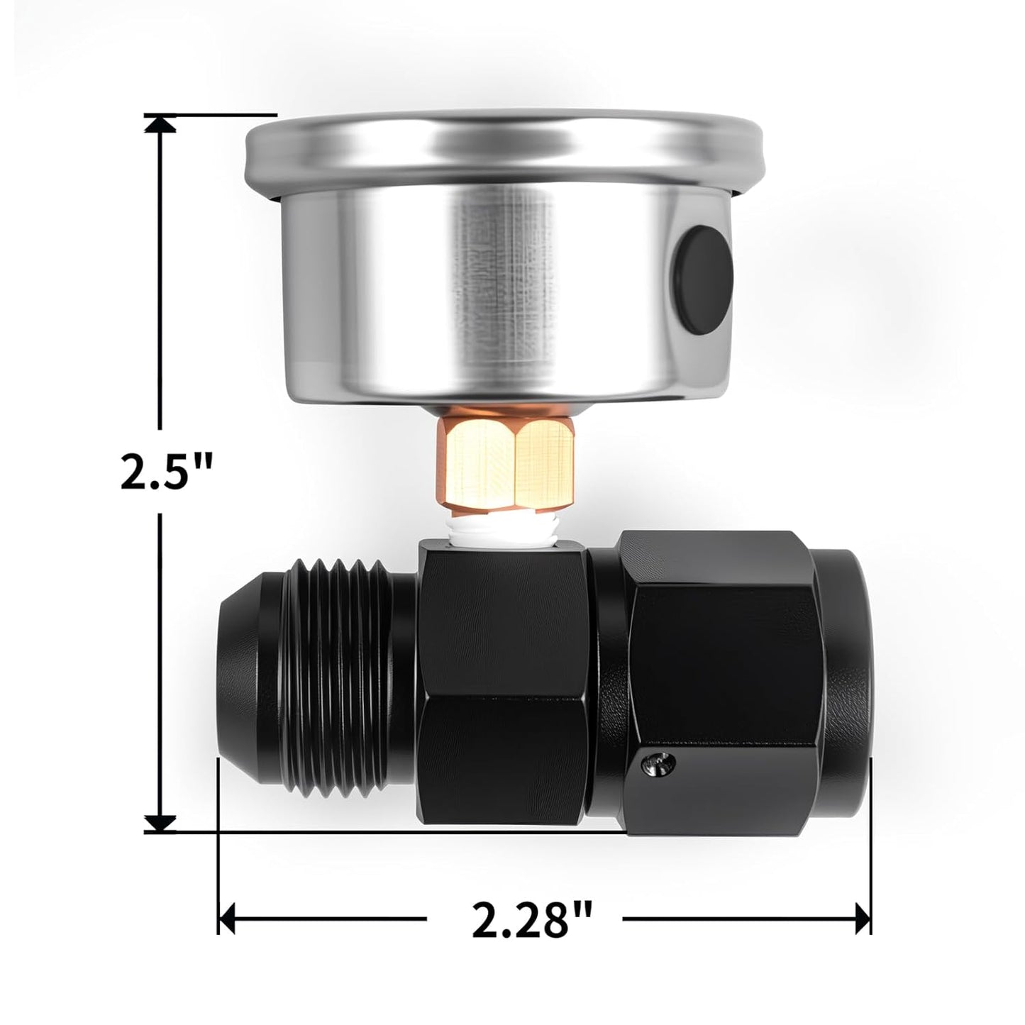 Universal 0-100psi Fuel Pressure Gauge 1/8" NPT Oil Press Gauge with 10AN Male Flare to -10 Female Swivel Fuel Pressure Take Off Fitting Adapter