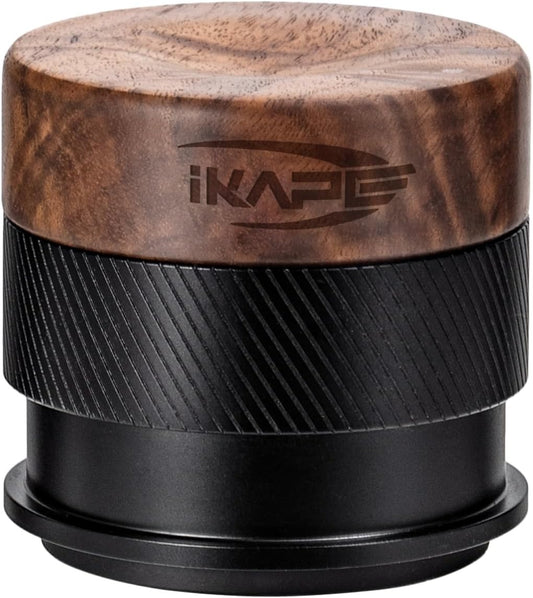 IKAPE 51MM Espresso Tamper, New Wooden Handle Design，Premium Barista Coffee Calibrated Tamper with Spring Loaded, 100% Stainless Steel Tamper Compatible with All 51MM Bottomless Portafilter