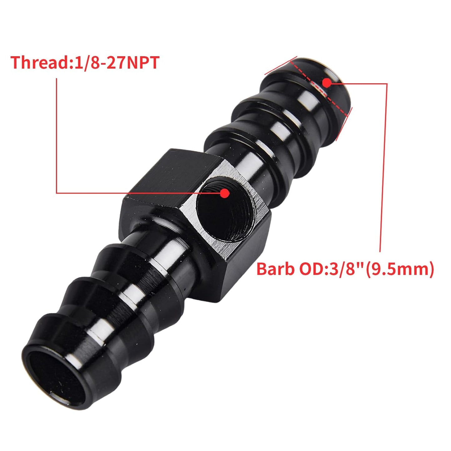 Universal 0-100psi Fuel Pressure Gauge 1/8" NPT Oil Press Gauge with 3/8" Barb Inline Fuel Pressure Gauge Fitting Adapter