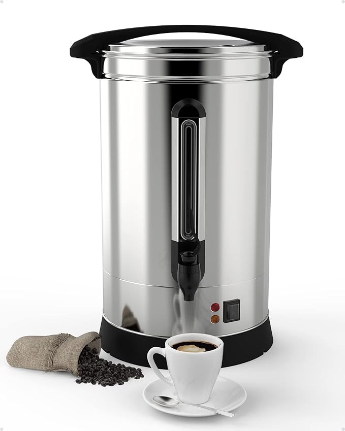 120 Cup Commercial Coffee Urn - 18l Large Capacity Stainless Steel Coffee Maker, Fast Brew/Rapid Extraction with Automatic Temperature Control & Faucet, Food-Grade 304 Hot Coffee/Hot Water Dispenser