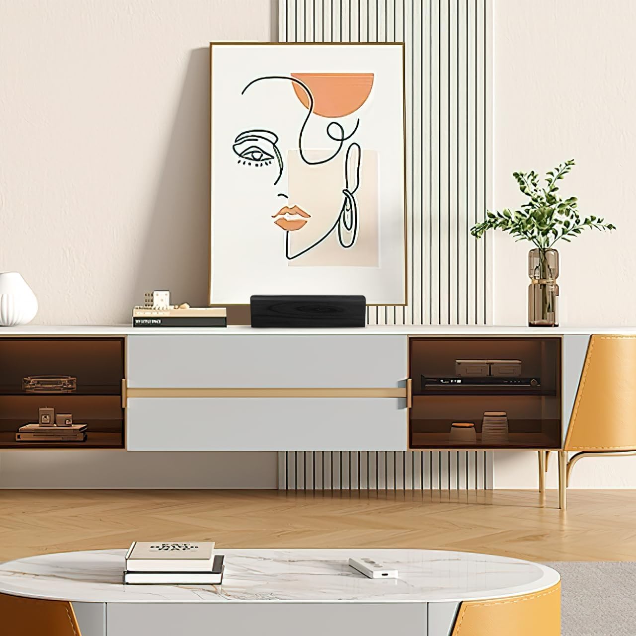 Baluue Wooden Mirror Stand Multi-Use Floor Mirror Support Base, Anti-Slip Wooden Holder for Full Length Ideal for Home Decor and Daily Use 9.84 X 2.95 X 2.67 Inches, Black