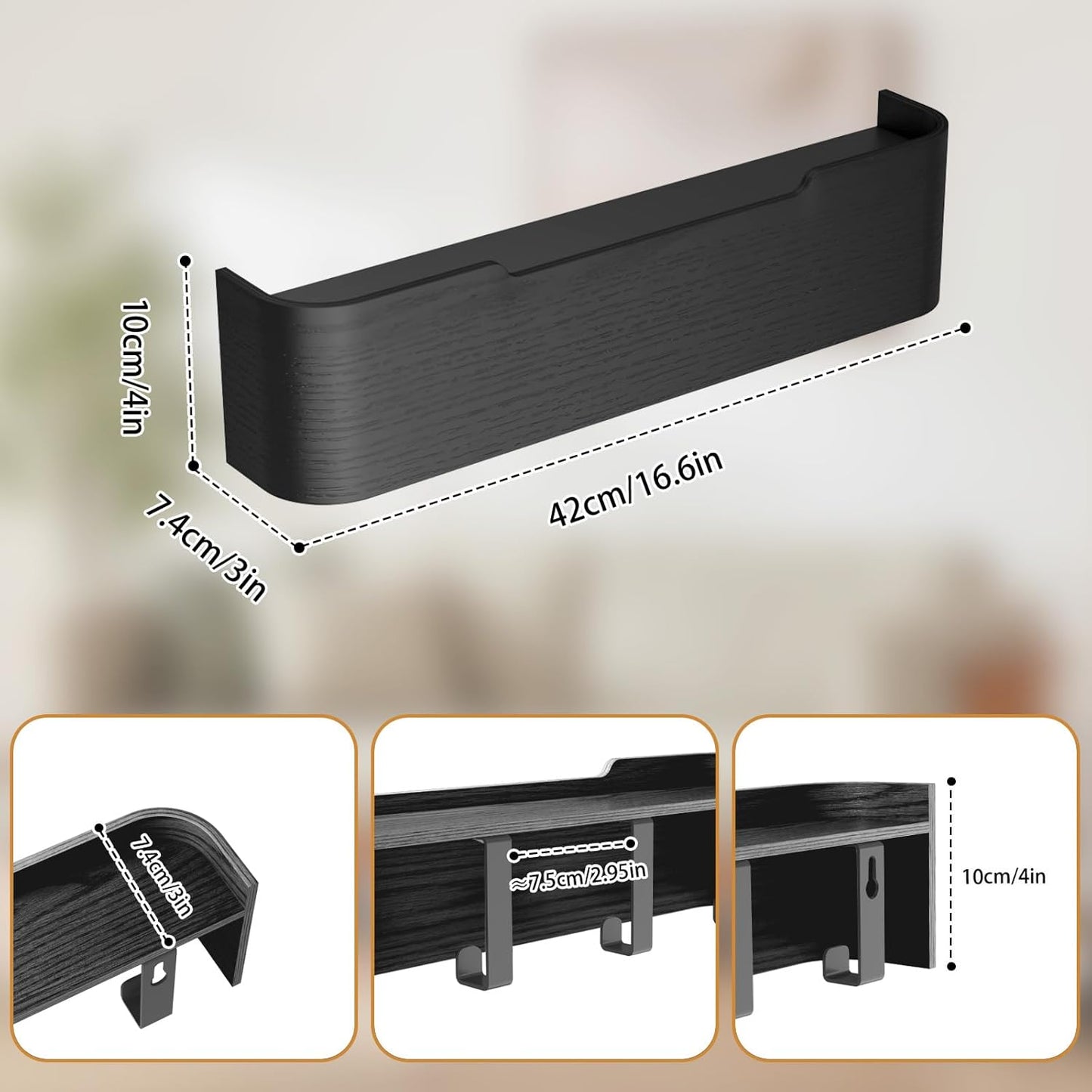 Coat Rack Wall Mount Entryway Organizer Modern Key Holder Wall Mount with Wooden Shelf Entryway Hooks for Bedroom Kitchen Hallway Bathroom for Hanging Coats Hats Bags Towels