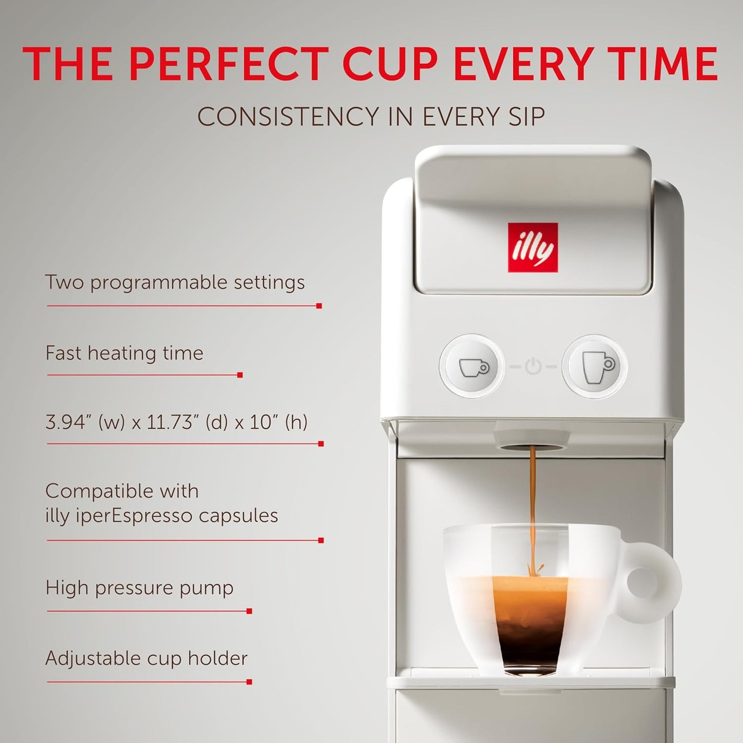 illy Y3.3 Espresso Machine, Single Serve Coffee Machine for IperEspresso Capsules, Single Cup Espresso Maker (White)