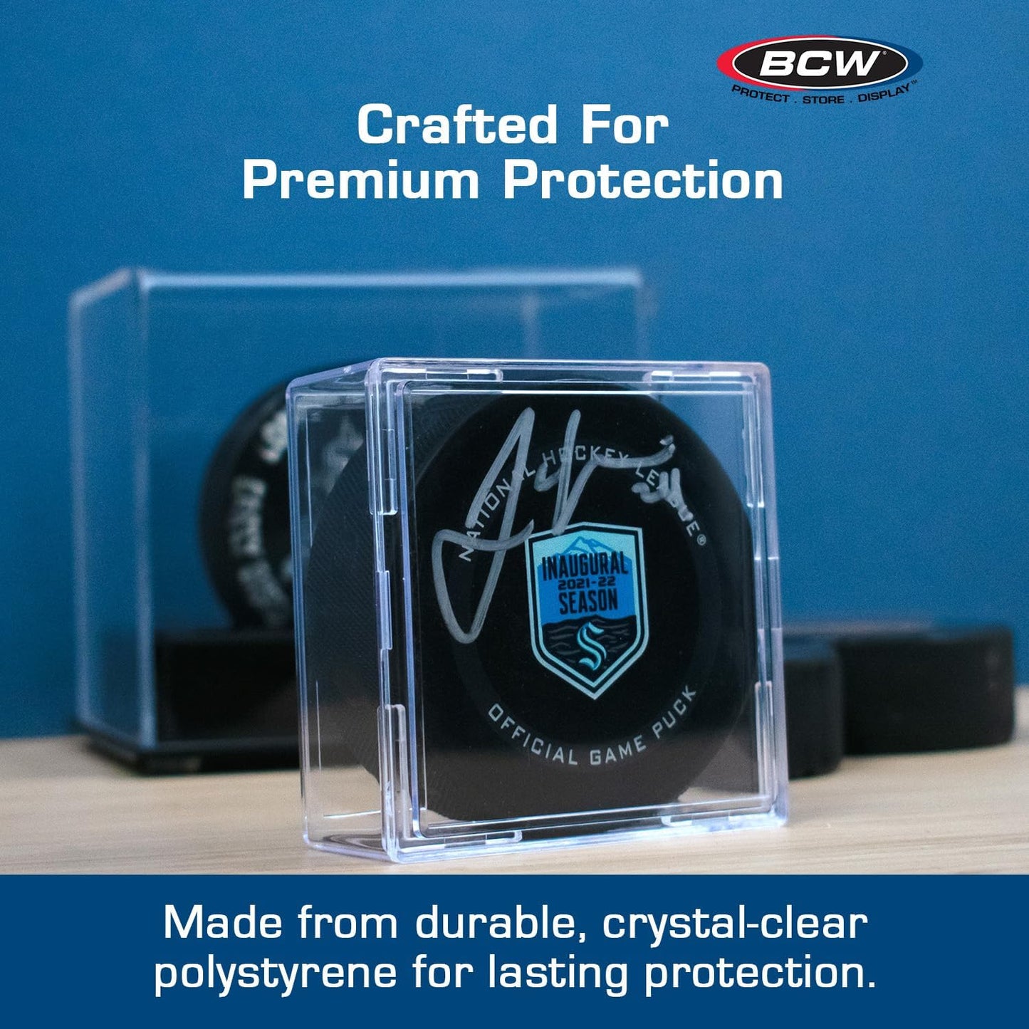 BCW Hockey Puck Display Case Cube Holder 6-Pack, Crystal Clear, Stackable