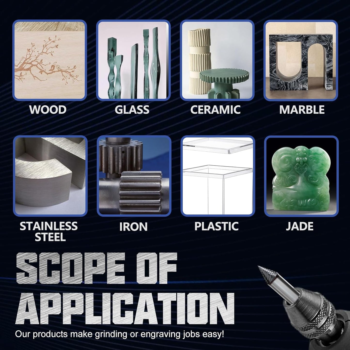 CATITO Cone 60° Die Grinder Bit, Cut Carbide Rotary Burr for Steel, Wood and Metal Working, Engraving, polishing and Cleaning