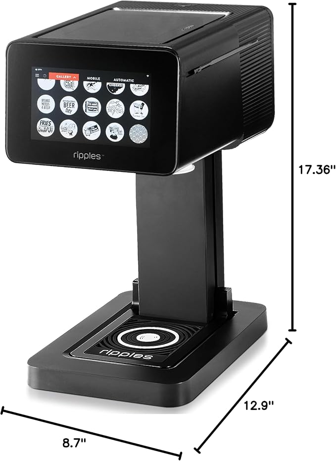 Ripples The Original Maker II, Print on Beverage Foam and Desserts, Plant-Based Ingredients Only, Selfie and Personalized Designs (Machine + Coffee Pod)