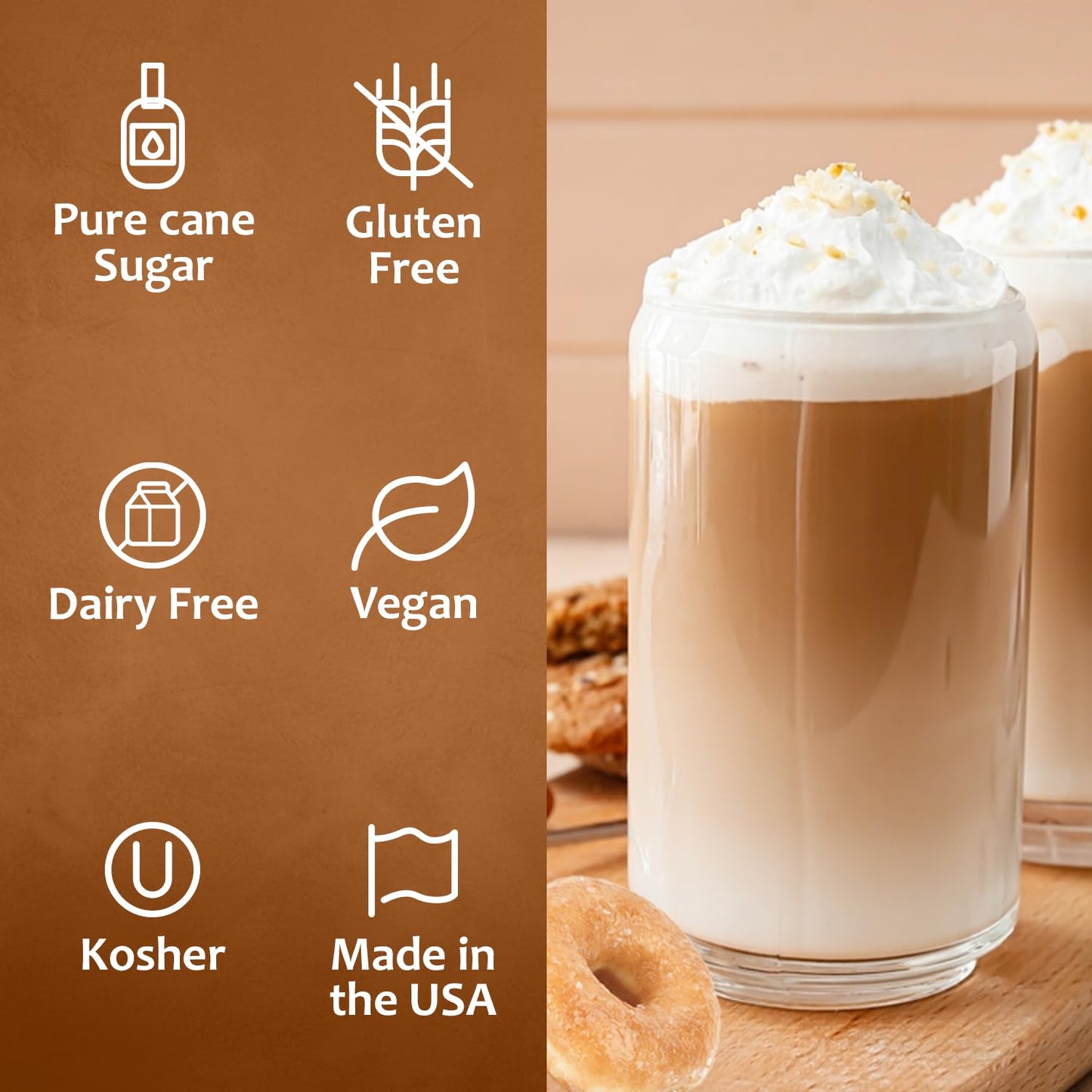 Syruvia Glazed Donut & Butterscotch Coffee Syrup - 25.4 fl oz Premium Coffee Flavoring Syrup. No Coloring, Kosher, and Gluten-Free. Perfect for Drinks, Sodas, Shakes, Desserts, & More.