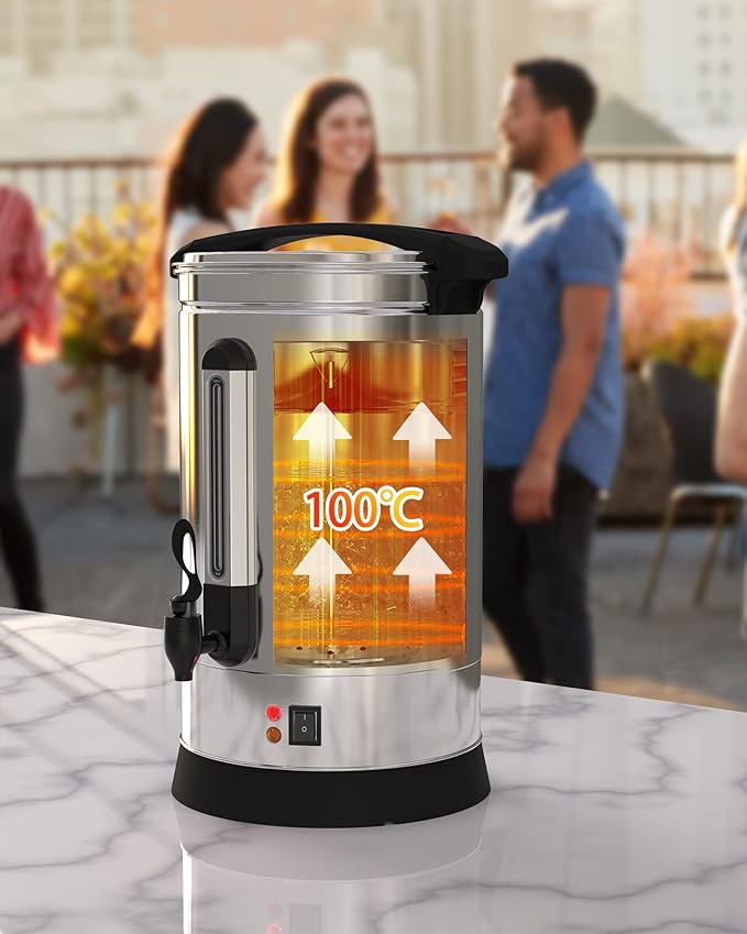 120 Cup Commercial Coffee Urn - 18l Large Capacity Stainless Steel Coffee Maker, Fast Brew/Rapid Extraction with Automatic Temperature Control & Faucet, Food-Grade 304 Hot Coffee/Hot Water Dispenser