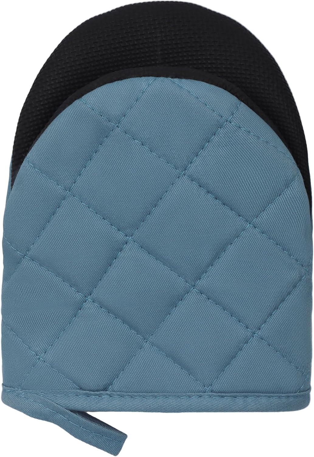 1 Pair Short Oven Mitts, Heat Resistant Silicone Kitchen Mini Oven Mitts for 500 Degrees, Non-Slip Grip Surfaces and Hanging Loop Gloves, Baking Grilling Barbecue Microwave Machine Washable