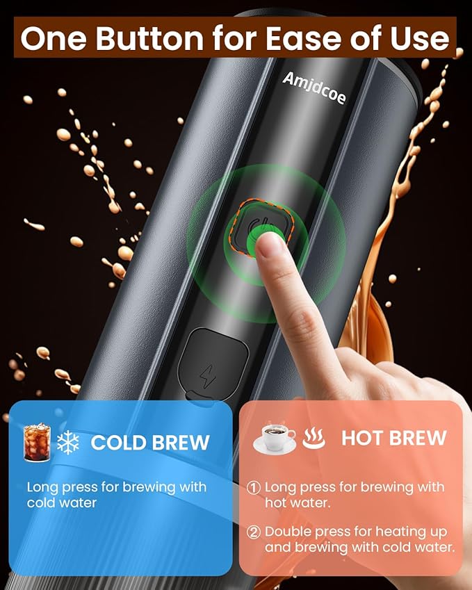 Portable Espresso Maker, 20 Bar Electric Espresso Machine for Travel, Camping, Rechargeable USB-C Mini Coffee Maker for NS Capsule Pods and Ground Coffee, Gray