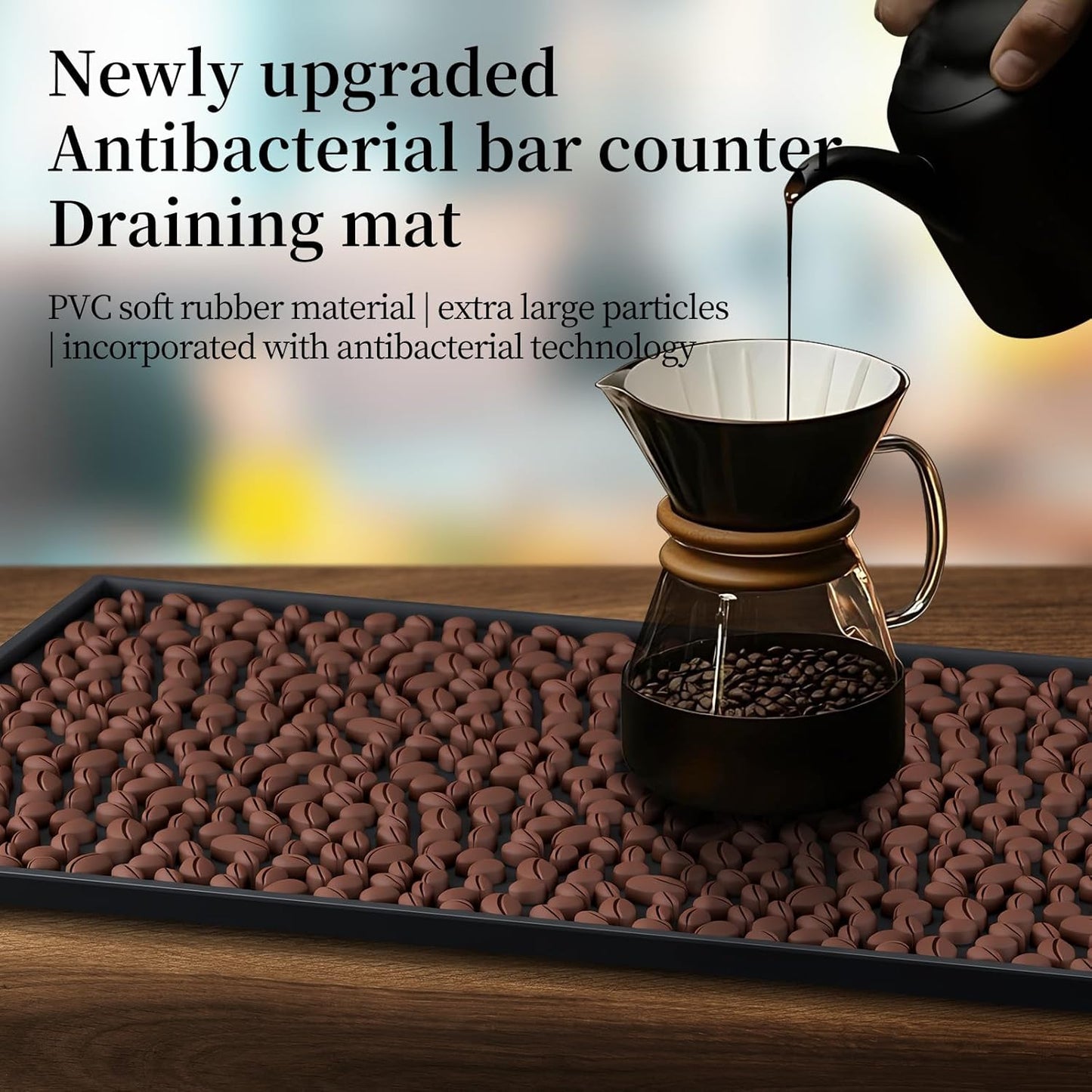 Rubber Bar Mat 18"x12", Black – Durable, Non-Slip, Non-Toxic Spill & Drying Mats for Bars,Restaurants,Coffee Shops, Countertops & Tabletops Hairdressing Tool Protective pad.Easy to clean,