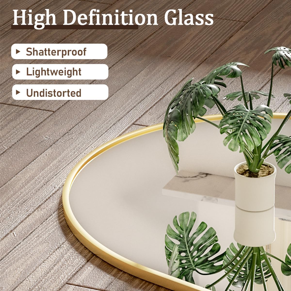 VooBang 24 x 65 inch Arched Full Length Mirror, Gold Arch Floor Mirror Full Length with Stand, Full Body Standing Mirror for Living Room, Bedroom, Hanging or Leaning Against The Wall