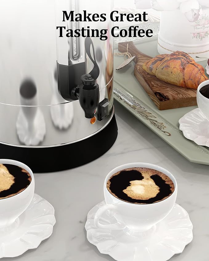 120 Cup Commercial Coffee Urn - 18l Large Capacity Stainless Steel Coffee Maker, Fast Brew/Rapid Extraction with Automatic Temperature Control & Faucet, Food-Grade 304 Hot Coffee/Hot Water Dispenser