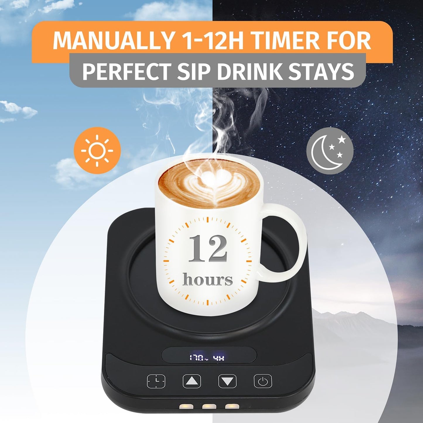 Coffee Mug Warmer - 36W Smart Cup Warmer for Coffee with 9-Temp Settings Display, 1-12H Timer, Electric Beverage Tea Water Milk Warmer for All Cups and Mugs