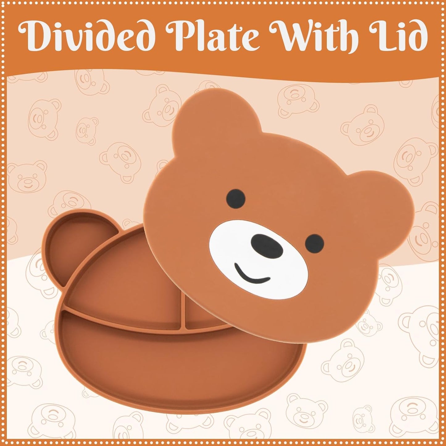 Silicone Baby Feeding Set 7 Pcs, Baby Led Weaning Supplies, Baby Feeding EatincSupplies Set BPA Free, Baby Essentialsfor Newborn Gift Bear