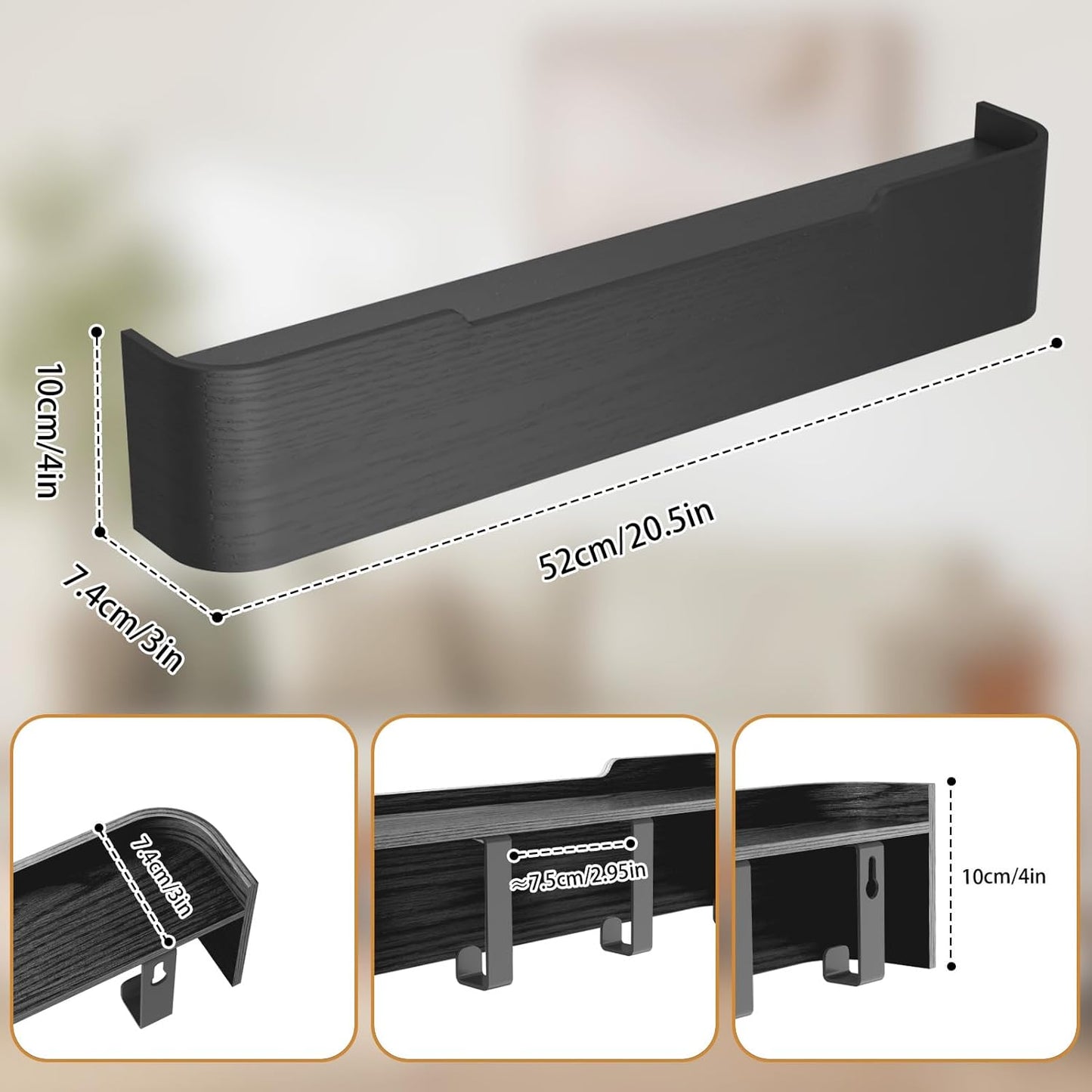 Coat Rack Wall Mount Entryway Organizer Modern Key Holder Wall Mount with Wooden Shelf Entryway Hooks for Bedroom Kitchen Hallway Bathroom for Hanging Coats Hats Bags Towels