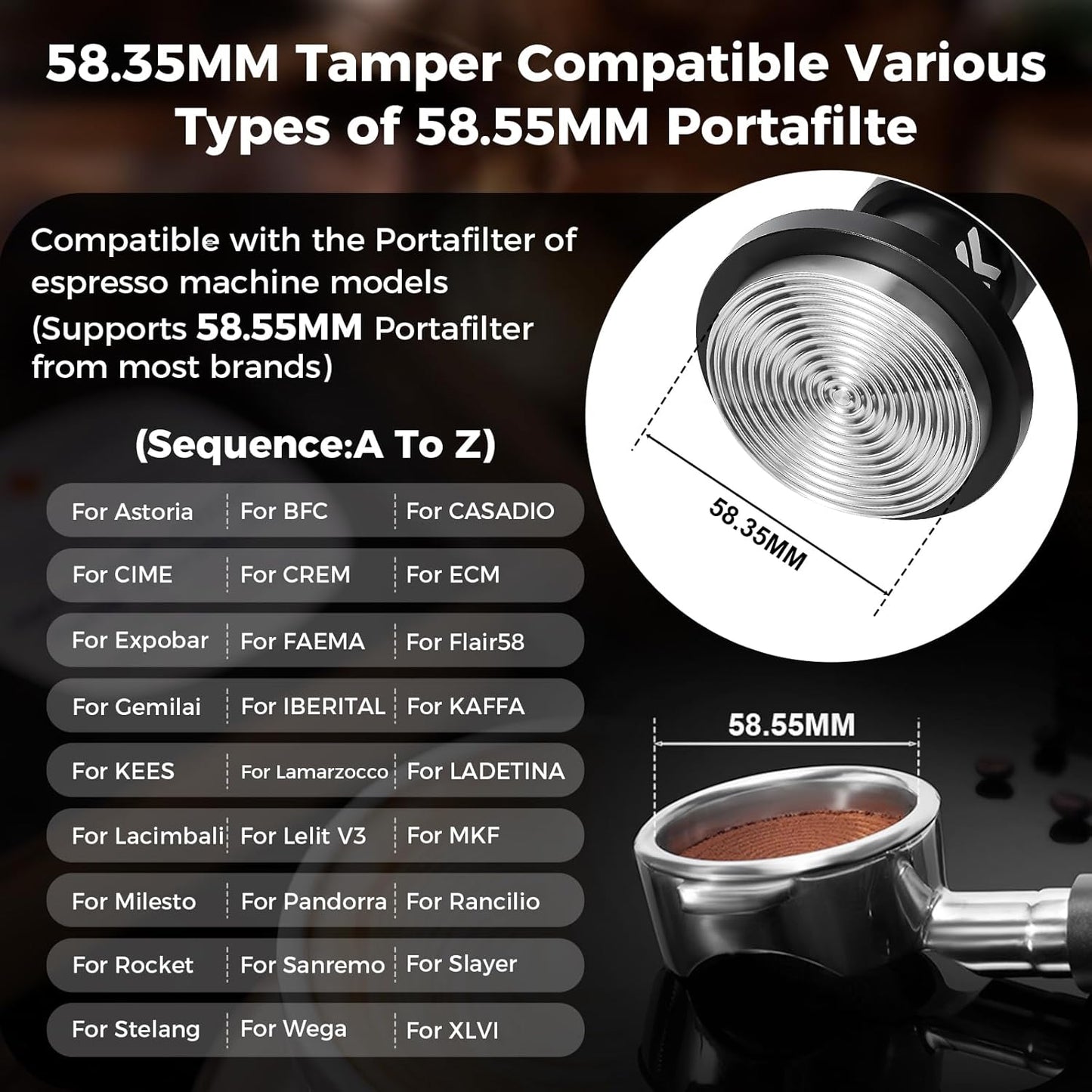 IKAPE 58.35MM V6 Impact Espresso Tamper with Sound Feedback, 15lb/30lb Interchangeable Springs, Espresso High Tamper with Triple-spring System, Fits Over 58mm portafilters