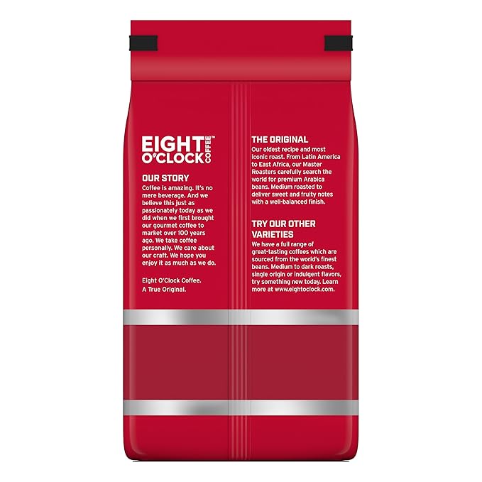 Eight O'Clock Coffee The Original Whole Bean Coffee, Medium Roast, 21 Ounce (Pack of 1) - Sweet, Fruity, Well Balanced
