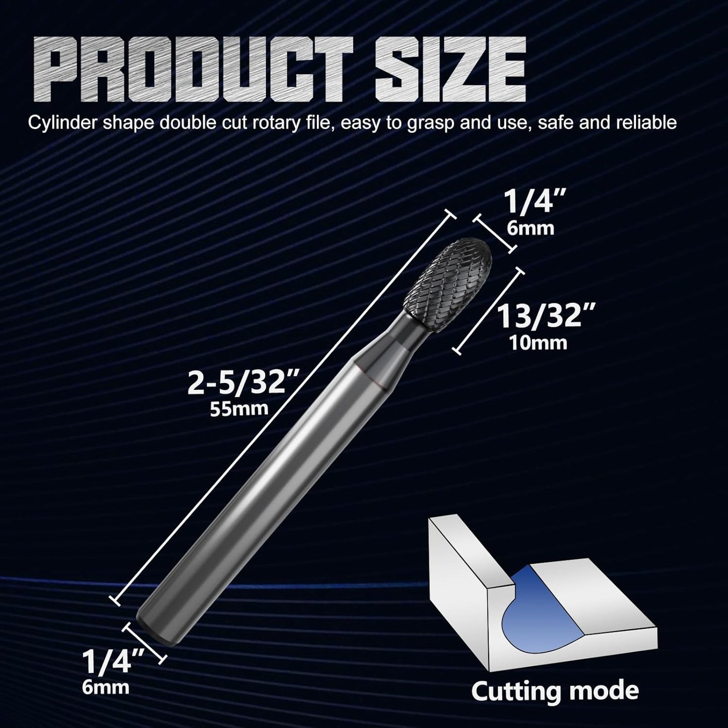 CATITO Ellipse Die Grinder Bit, Cut Carbide Rotary Burr for Steel, Wood and Metal Working, Engraving, polishing and Cleaning