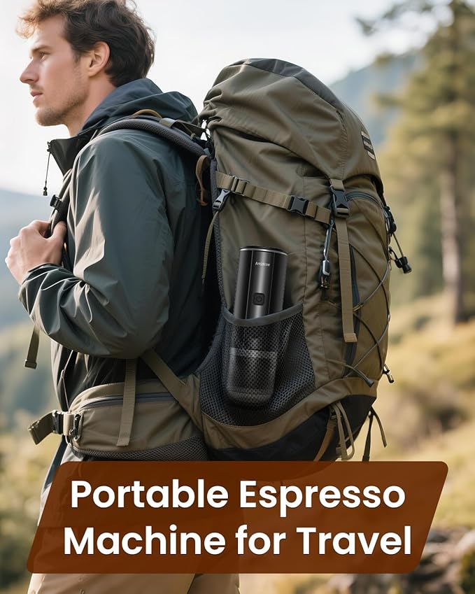 Portable Espresso Maker, 20 Bar Electric Espresso Machine for Travel, Camping, Rechargeable USB-C Mini Coffee Maker for NS Capsule Pods and Ground Coffee, Matte Black